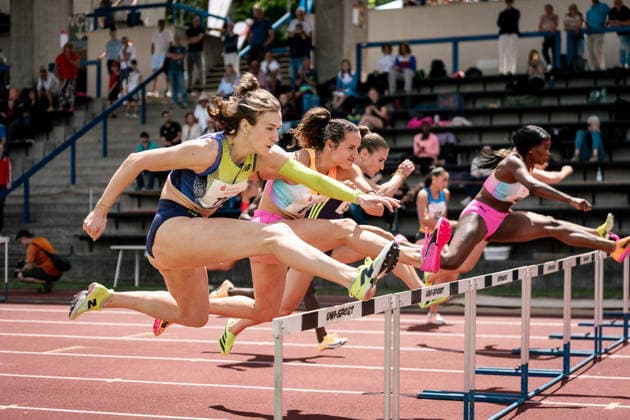 Marlene Meier (TSV Bayer 04 Leverkusen, 721, 100m Huerden Frauen), Rosina Schneider (TV Sulz, 811, 100m Huerden Frauen), GER, Leichtathletik, Athletics, Sparkassen Gala, Regensburg, 06.06.2026, GER, Leichtathletik, Athletics, Sparkassen Gala, Regensburg, 06.06.2026 Regensburg Copyright: xStefanxMayerx EP_SMR