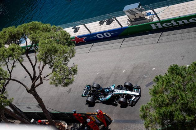 George Russell (Mercedes-AMG Petronas F1 Team, Großbritannien, 63) im F1 W17, MCO, Formel 1 Weltmeisterschaft, Monaco Grand Prix, Monte Carlo, 3. Freies Training, Saison 2026, 06.06.2026 MCO, Formel 1 Weltmeisterschaft, Monaco Grand Prix, Monte Carlo, Saison 2026, 06.06.2026 Monte Carlo Copyright: xEibner-Pressefoto Memmlerx EP_MMR