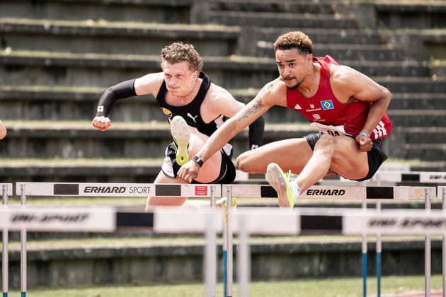 Bruno Betz (LAZ Ludwigsburg, 175, 110m Huerden Maenner), Manuel Mordi (Hamburger SV, 94, 110m Huerden Maenner), GER, Leichtathletik, Athletics, Sparkassen Gala, Regensburg, 06.06.2026, GER, Leichtathletik, Athletics, Sparkassen Gala, Regensburg, 06.06.2026 Regensburg Copyright: xStefanxMayerx EP_SMR