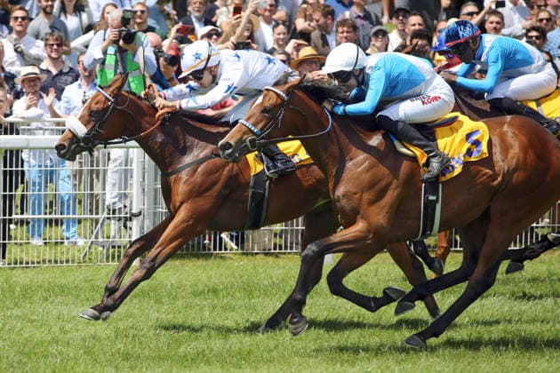 06.06.2026, Iffezheim, Baden-Wuerttemberg, GER - Zauberfloete mit Thore Hammer-Hansen gewinnt den Badener Jugendpreis. Galopprennbahn Baden-Baden, Iffezheim. (Pferd, Jockey, Zauberfloete, Hammer-Hansen, Sieg, Ziel, Zielankunft) 260606B986IFFEZHEIM.JPG