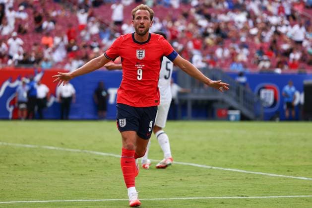 Harry Kane of England celebrates scoring to make it 1-0 England v New Zealand, International Friendly, Länderspiel, Nationalmannschaft Football, Raymond James Stadium, Tampa, Florida, USA - 06 Jun 2026Tampa Raymond James Stadium Florida (FL) United States of America EDITORIAL USE ONLY No use with unauthorised audio, video, data, fixture lists, club league logos or live services. Online in-match use limited to 120 images, no video emulation. No use in betting, games or single club league player publications. Copyright: xDustinxMarkland Shutterstockx 16912910bk