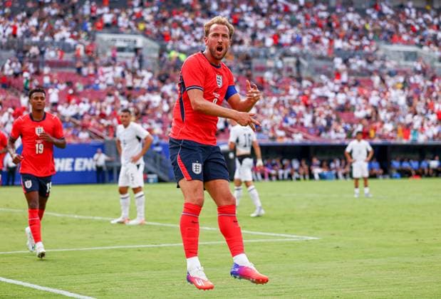Harry Kane of England celebrates scoring to make it 1-0 England v New Zealand, International Friendly, Länderspiel, Nationalmannschaft Football, Raymond James Stadium, Tampa, Florida, USA - 06 Jun 2026Tampa Raymond James Stadium Florida (FL) United States of America EDITORIAL USE ONLY No use with unauthorised audio, video, data, fixture lists, club league logos or live services. Online in-match use limited to 120 images, no video emulation. No use in betting, games or single club league player publications. Copyright: xDustinxMarkland Shutterstockx 16912910br