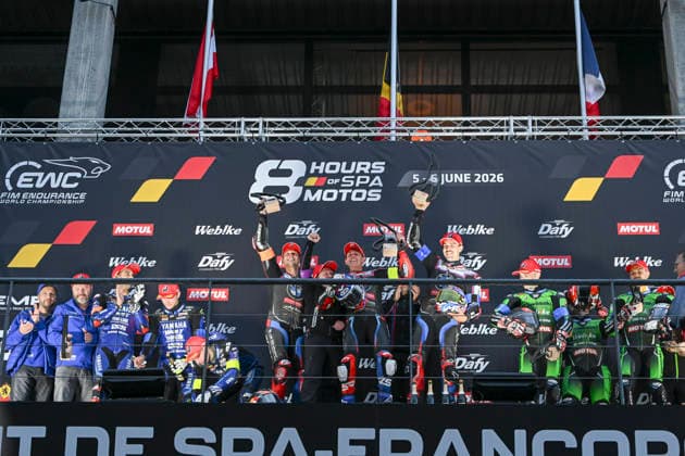MOTO : 8Heures de Spa-Francorchamps - championnat FIM EWC 2026 - 06 06 2026 winner of the 8H SPA Motos 2026, the second round of the 2026 FIM EWC Championship, at the Spa-Francorchamps circuit in Francorchamps, Belgium, from June 5 to 6, 2026, Bmw Motorrad World Endurance Team (BEL) Bmw M 1000 Rr Formula EWC, driven by Markus Reiterberger (DEU) Steven Odendaal (ZAF) Michael Van Der Mark (NLD) EWC category podium : First : 37 Markus Reiterberger (DEU), Steven Odendaal (ZAF) Michael Van Der Mark (NLD) Second : 1 Karel Hanika (CZE), Marvin Fritz (DEU), Leandro Mercado (ARG) Third : 11 Roman Ramos Alvaro (ESP), Christian Gamarino (ITA), Grà gory Leblanc (FRA) FRANCORCHAMPSBelgium Copyright: xMPSxAGENCYx