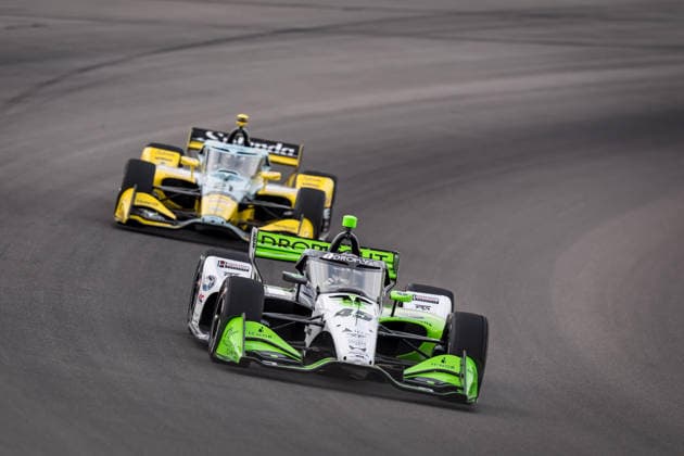 June 6, 2026, Madison, Illinois, USA: IndyCar, Indy Car, IRL, USA SERIES driver, LOUIS FOSTER (45) (ENG) of Odiham, England, travels through the turns during a practice session for the Bommarito Automotive Group 500 at World Wide Technology Raceway in MADISON Illinois. INDYCAR SERIES: June 06, 2026: Bommarito Automotive Group 500: Louis Foster - ZUMAa161 20260606_aaa_a161_024 Copyright: xWalterxArce GMGx