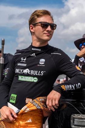 June 6, 2026, Madison, Illinois, USA: IndyCar, Indy Car, IRL, USA SERIES driver, DENNIS HAUGER (R) (19) (NOR) of Aurskog, Norway, qualifies for the Bommarito Automotive Group 500 at World Wide Technology Raceway in MADISON, Illinois, USA. Madison USA - ZUMAa161 20260606_aaa_a161_038 Copyright: xWalterxArce GMGx