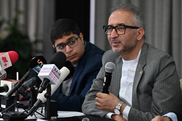 Iran Ambassador Attends World Cup Team Arrival press conference, PK, Pressekonferenz in Tijuana Iran s ambassador to Mexico, Abolfazl Pasandideh (right), attends a press conference ahead of the arrival of the national football team for the FIFA 2026 World Cup tournament, in Tijuana, Baja California, Mexico, on June 6, 2026. Iran expresses discontent over the United States decision to refuse visas to some of its squad support staff as the players prepare to leave Turkey for Mexico, days before the June 11 start of the 2026 World Cup, which is being jointly hosted by the United States, Mexico, and Canada. Tijuana BAJA CALIFORNIA Mexico Copyright: xCarlosxMorenox originalFilename:moreno-iraniana260606_npPw2.jpg