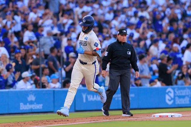 June 6, 2026, Los Angeles, California, USA: Andy Pages 44 of the Los Angeles Dodgers rounds the bases after hitting a home run during a regular season MLB, Baseball Herren, USA game against the Los Angeles Angels on Saturday June 6, 2026 at Dodger Stadium in Los Angeles, California. Dodgers defeat Angels, 9-2. JAVIER ROJAS PI Dodgers Defeat Angels, 9-2 - ZUMAp124 20260606_zaa_p124_064 Copyright: xJavierxRojasx