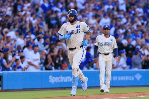 June 6, 2026, Los Angeles, California, USA: Andy Pages 44 of the Los Angeles Dodgers rounds the bases after hitting a home run during a regular season MLB, Baseball Herren, USA game against the Los Angeles Angels on Saturday June 6, 2026 at Dodger Stadium in Los Angeles, California. Dodgers defeat Angels, 9-2. JAVIER ROJAS PI Dodgers Defeat Angels, 9-2 - ZUMAp124 20260606_zaa_p124_066 Copyright: xJavierxRojasx