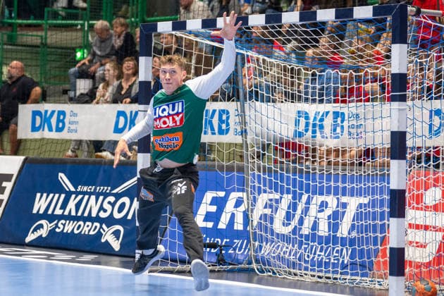 Julian Buchele (FRISCH AUF! Goeppingen, 01) waermt sich auf. Bergischer HC vs. Frisch Auf! Goeppingen, Handball, DAIKIN HBL, 34. Spieltag, Saison 2025 2026, 07.06.2026 Bergischer HC vs. Frisch Auf! Goeppingen, Handball, DAIKIN HBL, 34. Spieltag, Saison 2025 2026, 07.06.2026 Wuppertal