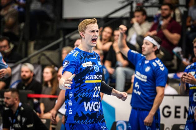 Torben Matzken (TVB Stuttgart, 22) - Jubel, Jubelschrei GER, TVB Stuttgart - HC Erlangen, DAIKIN HBL, Handball, Bundesliga, 34. Spieltag, Spielzeit 2025 2026, 07.06.2026 GER, TVB Stuttgart - HC Erlangen, DAIKIN HBL, Handball, Bundesliga, 34. Spieltag, Spielzeit 2025 2026, 07.06.2026 Stuttgart