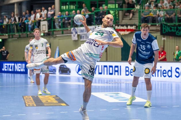 Marcel Schiller (FRISCH AUF! Goeppingen, 24) beim Siebenmeter. Bergischer HC vs. Frisch Auf! Goeppingen, Handball, DAIKIN HBL, 34. Spieltag, Saison 2025 2026, 07.06.2026 Bergischer HC vs. Frisch Auf! Goeppingen, Handball, DAIKIN HBL, 34. Spieltag, Saison 2025 2026, 07.06.2026 Wuppertal