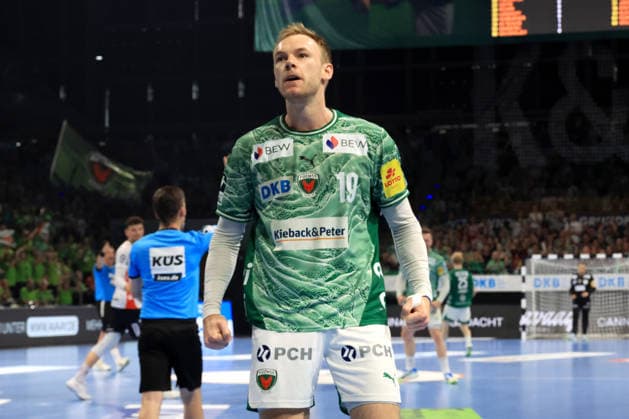 DEU, DHB, 1.HBL, Fuechse Berlin vs. Flensburger-Handewitt, 07.06.2026, Max-Schmeling-Halle, Berlin, DEU, DHB, 1.HBL, Fuechse Berlin vs. Flensburger-Handewitt, im Bild Mathias Gidsel (Fuechse Berlin 19)