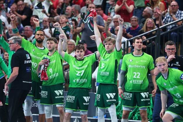 Jubel auf der Wetzlarer Bank GER, HSG Wetzlar vs SC Magdeburg, Handball, 1. Bundesliga, 34. Spieltag, Spielzeit 2025 2026, 07.06.2026 GER, HSG Wetzlar vs SC Magdeburg, Handball, 1. Bundesliga, 34. Spieltag, Spielzeit 2025 2026, 07.06.2026 Wetzlar