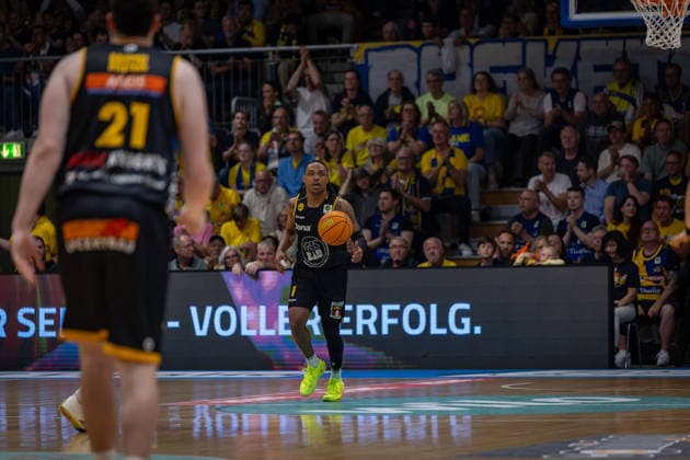 Phillip Montreal Russell (Bozic Estriche Knights Kirchheim, 01) GER, Phoenix Hagen vs. Bozic Estriche Knights Kirchheim, BARMER 2. Basketball Bundesliga, Playoffs Finale Spiel 2, Saison 2025 2026, 07.06.2026 GER, Phoenix Hagen vs. Bozic Estriche Knights Kirchheim, BARMER 2. Basketball Bundesliga, Playoffs Finale Spiel 2, Saison 2025 2026, 07.06.2026 Hagen