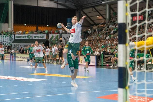 Florian Kranzmann (TSV GWD Minden, 05) nach einem Konter SC DHfK Leipzig vs. TSV GWD Minden, Handball, 1. Handball-Bundesliga, 34. Spieltag, Saison 2025 2026, 07.06.2026 SC DHfK Leipzig vs. TSV GWD Minden, Handball, 1. Handball-Bundesliga, 34. Spieltag, Saison 2025 2026, 07.06.2026 Leipzig