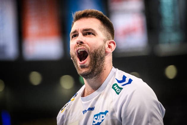 Miljan Vujovic (TVB Stuttgart, 16) - Jubel, Jubelschrei, Freude, Freudenschrei GER, TVB Stuttgart - HC Erlangen, DAIKIN HBL, Handball, Bundesliga, 34. Spieltag, Spielzeit 2025 2026, 07.06.2026 GER, TVB Stuttgart - HC Erlangen, DAIKIN HBL, Handball, Bundesliga, 34. Spieltag, Spielzeit 2025 2026, 07.06.2026 Stuttgart