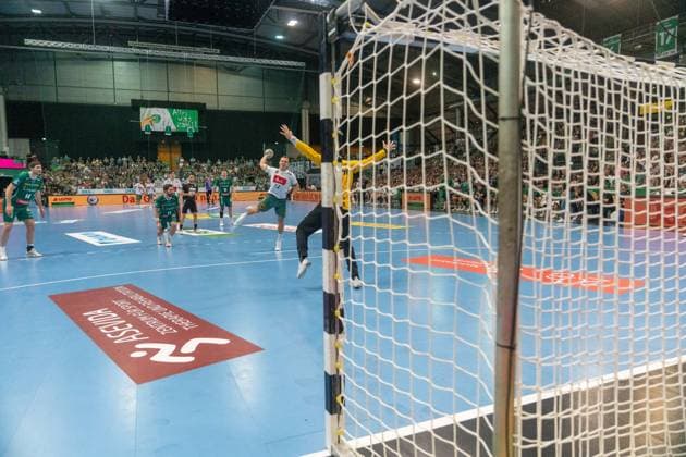 Mats Korte (TSV GWD Minden, 11) trifft zum zwischenzeitlichen Ausgleich fuer die Mindener SC DHfK Leipzig vs. TSV GWD Minden, Handball, 1. Handball-Bundesliga, 34. Spieltag, Saison 2025 2026, 07.06.2026 SC DHfK Leipzig vs. TSV GWD Minden, Handball, 1. Handball-Bundesliga, 34. Spieltag, Saison 2025 2026, 07.06.2026 Leipzig