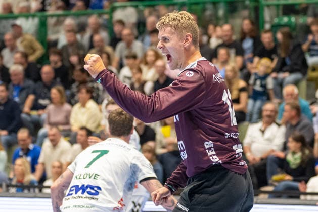 Kristian Saeveras (FRISCH AUF! Goeppingen, 12) bejubelt eine gelungene Abwehr. Bergischer HC vs. Frisch Auf! Goeppingen, Handball, DAIKIN HBL, 34. Spieltag, Saison 2025 2026, 07.06.2026 Bergischer HC vs. Frisch Auf! Goeppingen, Handball, DAIKIN HBL, 34. Spieltag, Saison 2025 2026, 07.06.2026 Wuppertal