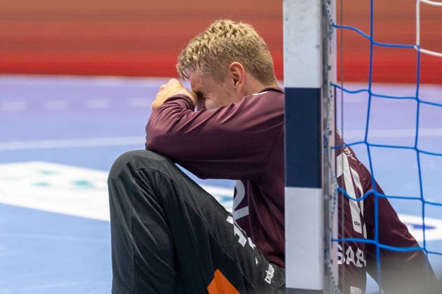 Kristian Saeveras (FRISCH AUF! Goeppingen, 12) ist nach einem weiteren Gegentreffer enttaeuscht. Bergischer HC vs. Frisch Auf! Goeppingen, Handball, DAIKIN HBL, 34. Spieltag, Saison 2025 2026, 07.06.2026 Bergischer HC vs. Frisch Auf! Goeppingen, Handball, DAIKIN HBL, 34. Spieltag, Saison 2025 2026, 07.06.2026 Wuppertal