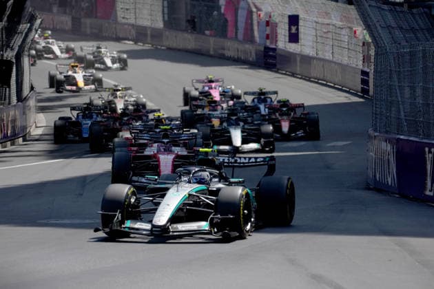 Formel 1 Louis Vuitton Grand Prix Monaco 2026 07.06.2026, Circuit de Monaco, Monte Carlo, Formel 1 Louis Vuitton Grand Prix Monaco 2026 ,im Bild Rennstart:, Andrea Kimi Antonelli (ITA), Mercedes-AMG Petronas Formula One Team, Lewis Hamilton (GBR), Scuderia Ferrari HP, Charles Leclerc (MCO), Isack Hadjar (FRA), Oracle Red Bull Racing