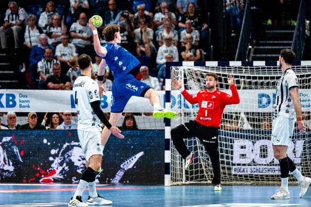 07.06.2026, xdobgx, Handball Daikin HBL, THW Kiel - TBV Lemgo Lippe v.l. Domagoj Duvnjak (Kiel, 4), Joël Willecke (TBV Lemgo Lippe, 24) beim Wurf, in action, throwing, Gonzalo Perez De Vargas (Kiel, 1) Kiel