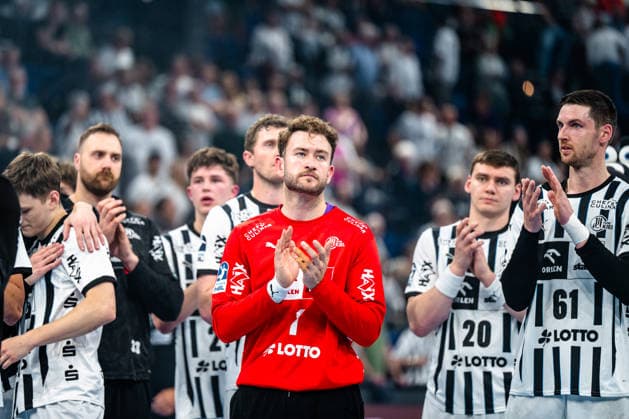07.06.2026, xdobgx, Handball Daikin HBL, THW Kiel - TBV Lemgo Lippe v.l. Andreas Wolff (Kiel, 33), Rasmus Ankermann (Kiel, 22), Magnus Landin Jacobsen (Kiel, 7), Gonzalo Perez De Vargas (Kiel, 1), Lukas Laube (Kiel, 20), Hendrik Pekeler (Kiel, 61), enttaeuscht, schaut enttaeuscht, niedergeschlagen, disappointed Kiel