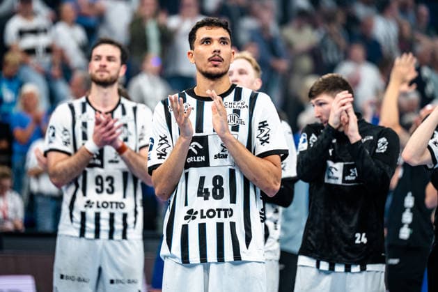 07.06.2026, xdobgx, Handball Daikin HBL, THW Kiel - TBV Lemgo Lippe v.l. Veron Nacinovic (Kiel, 93), Mohab Mohamed Saeed Abdelhak (Kiel, 48), Lukas Zerbe (Kiel, 24), enttaeuscht, schaut enttaeuscht, niedergeschlagen, disappointed Kiel