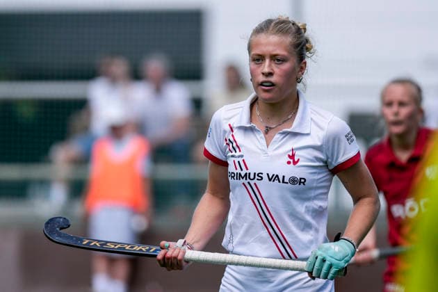 Lotte Nafzger (TSVMH, 26), Einzelbild, Einzelfoto, Aktion, Action, 07.06.2026, Mannheim (Deutschland), Hockey, 2. Bundesliga, Gruppe Süd, Damen, TSV Mannheim - Nürnberger HTC