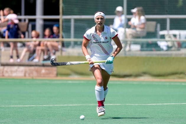 Johanna Mühl (TSVMH, 8), am Ball, Freisteller, Ganzkörper, Einzelbild, Einzelfoto, Aktion, Action, 07.06.2026, Mannheim (Deutschland), Hockey, 2. Bundesliga, Gruppe Süd, Damen, TSV Mannheim - Nürnberger HTC