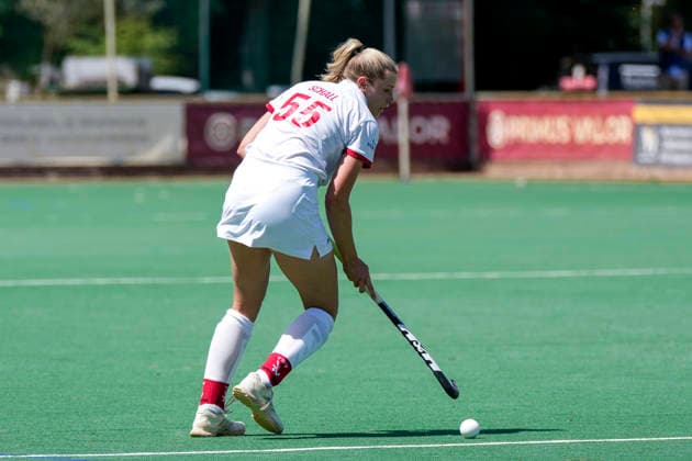 Lisa Schall (TSVMH, 55), am Ball, Freisteller, Ganzkörper, Einzelbild, Einzelfoto, Aktion, Action, 07.06.2026, Mannheim (Deutschland), Hockey, 2. Bundesliga, Gruppe Süd, Damen, TSV Mannheim - Nürnberger HTC