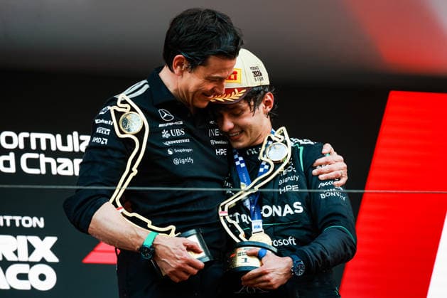F1 - MONACO GRAND PRIX 2026 WOLFF Toto (aut), Team Principal & CEO of Mercedes AMG F1 Team, KIMI ANTONELLI Andrea (ita), Mercedes AMG F1 Team W16, portrait podium during the Formula 1 Grand Prix de Canada 2026, 6th round of the 2026 Formula One World Championship, WM, Weltmeisterschaft from June 5 to 7, 2026 on the Circuit de Monaco, in Monte-Carlo, Monaco - Monte-CarloMonaco Copyright: xFLORENTxGOODENx