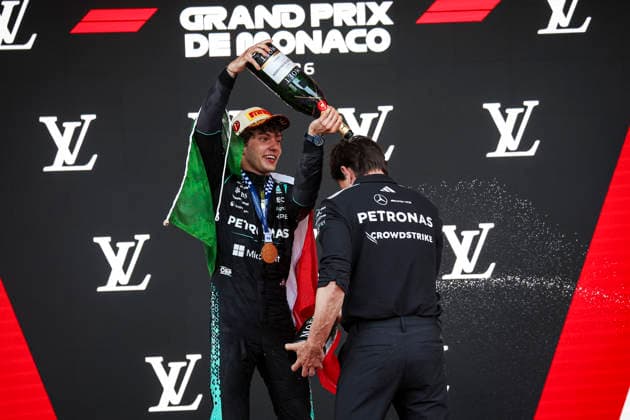 F1 - MONACO GRAND PRIX 2026 KIMI ANTONELLI Andrea (ita), Mercedes AMG F1 Team W16, portrait WOLFF Toto (aut), Team Principal & CEO of Mercedes AMG F1 Team, portrait podium during the Formula 1 Grand Prix de Canada 2026, 6th round of the 2026 Formula One World Championship, WM, Weltmeisterschaft from June 5 to 7, 2026 on the Circuit de Monaco, in Monte-Carlo, Monaco - Monte-CarloMonaco Copyright: xXavixBonillax