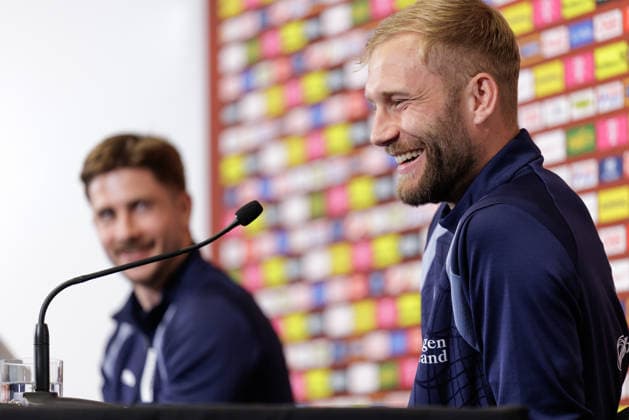 SOCCER - FIFA World Cup, WM, Weltmeisterschaft, Fussball 2026, preview SANTA BARBARA, CALIFORNIA,USA,07.JUN.26 - SOCCER - FIFA World Cup 2026, USA, Mexico, Canada, preview, Oesterreichischer Fussball-Bund, press conference, PK, Pressekonferenz team AUT. Image shows Romano Schmid and Konrad Laimer (AUT). GEPAxpictures xArminxRauthner