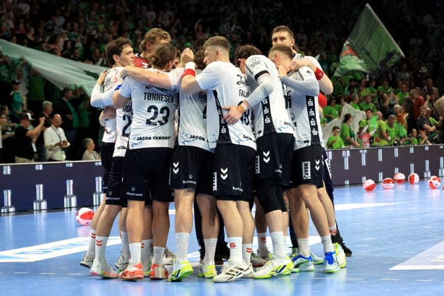 DEU, DHB, 1.HBL, Fuechse Berlin vs. Flensburg-Handewitt, 07.06.2026, Max-Schmeling-Halle, Berlin, DEU, DHB, 1.HBL, Fuechse Berlin vs. Flensburg-Handewitt, im Bild Flensburger-Spielerkreis