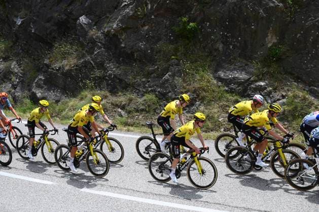 Tour Auvergne - Rhone-Alpes 2026 Stage 2 LE PUY-EN-VELAY, FRANCE - JUNE 08 : Jorgenson Matteo (USA) of Team Visma Lease a Bike, Affini Edoardo (ITA) of Team Visma Lease a Bike, Armirail Bruno (FRA) of Team Visma Lease a Bike, Hagenes Per Strand (NOR) of Team Visma Lease a Bike, Nordhagen Jorgen (NOR) of Team Visma Lease a Bike, Tulett Ben (GBR) of Team Visma Lease a Bike, Van Aert Wout (BEL) of Team Visma Lease a Bike during stage 2 of the 78th edition of Tour Auvergne - Rhone-Alpes an UCI World Tour 2.UWT cycling road race stage for Men Elite of 234.3 km with start in Saint-Martin-Le-Vinoux and finish in Le Puy-en-Velay on June 8, 2026 in Le Puy-en-Velay, France, 08 06 2026 ( Motordriver Guy De Vuyst - Le Puy-en-Velay France Copyright: xVincentxKalutx