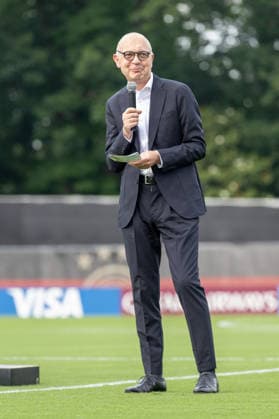 Team Arrival Germany, Base Camp, practice, FIFA World Cup, WM, Weltmeisterschaft, Fussball 2026, Winston-Salem DFB President BERND NEUENDORF before the start of day 1 practice for the FIFA World Cup 2026 at Wake Forest University™s Spry Stadium in Winston-Salem, North Carolina, United States, June 8, 2026. WINSTON-SALEM Spry Stadium North Carolina USA Copyright: xPaulxMoreax 064A2730