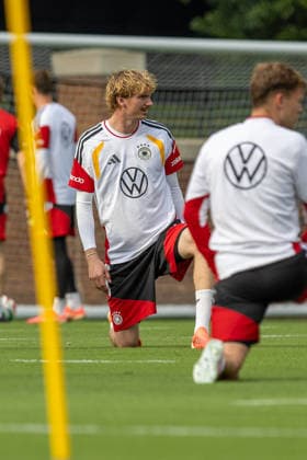 Team Arrival Germany, Base Camp, practice, FIFA World Cup, WM, Weltmeisterschaft, Fussball 2026, Winston-Salem NICK WOLTEMADE, ASSAN OUEDRAOGO and MAXIMILIAN BEIER of DFB practicing for the FIFA World Cup 2026 at Wake Forest University™s Spry Stadium in Winston-Salem, North Carolina, United States, June 8, 2026. WINSTON-SALEM Spry Stadium North Carolina USA Copyright: xPaulxMoreax 1R8A5756