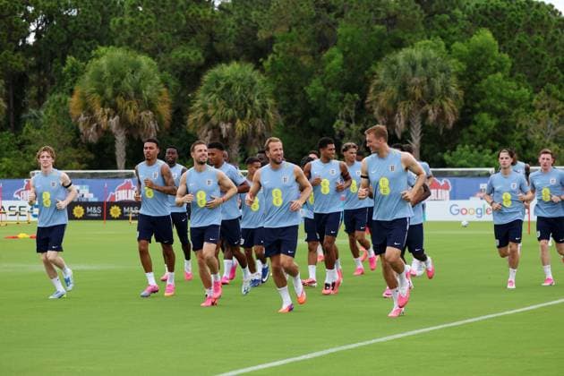 England players during a training session England Team Training, 2026 FIFA World Cup, WM, Weltmeisterschaft, Fussball Football, Palm Beach Gardens, Palm Beach, Florida, USA - 09 Jun 2026Florida Florida Blue Training Centre United States of America EDITORIAL USE ONLY No use with unauthorised audio, video, data, fixture lists, club league logos or live services. Online in-match use limited to 120 images, no video emulation. No use in betting, games or single club league player publications. Copyright: xChrisxArjoon Shutterstockx 16918901n