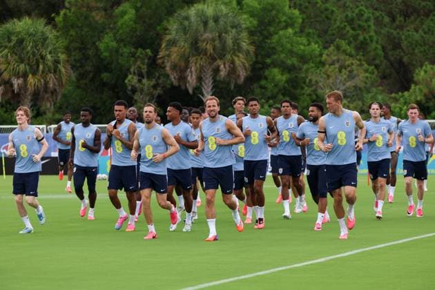 England players during a training session England Team Training, 2026 FIFA World Cup, WM, Weltmeisterschaft, Fussball Football, Palm Beach Gardens, Palm Beach, Florida, USA - 09 Jun 2026Florida Florida Blue Training Centre United States of America EDITORIAL USE ONLY No use with unauthorised audio, video, data, fixture lists, club league logos or live services. Online in-match use limited to 120 images, no video emulation. No use in betting, games or single club league player publications. Copyright: xChrisxArjoon Shutterstockx 16918901p