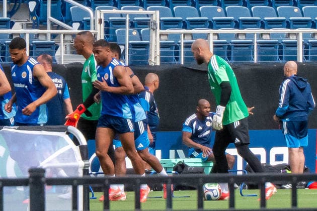 June 9, 2026, Boca Raton, Fl, USA: CuraoÂßao players go through conditioning drills during a closed training session in Boca Raton, Florida, on Tuesday, ahead of their first‘ever FIFA World Cup, WM, Weltmeisterschaft, Fussball match, a Group E meeting with Germany. Boca Raton USA - ZUMAc343 20260609_znp_c343_005 Copyright: xChrisxBeckettx