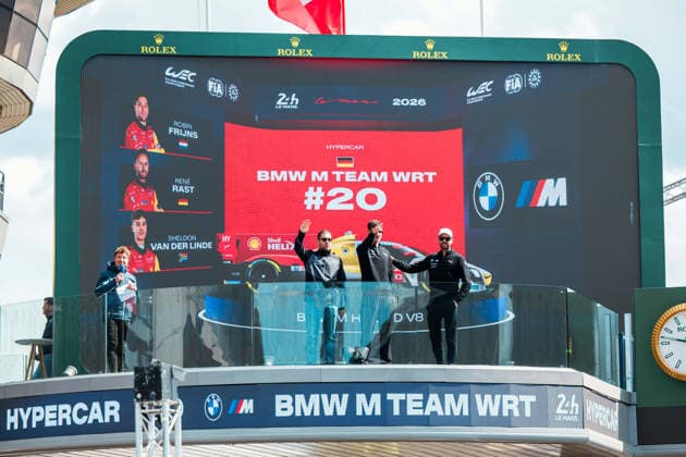 24 HEURES DU MANS 2026 - TUESDAY 20 FRIJNS Robin (nld), RAST Renà (ger), VAN DER LINDE Sheldon (zaf), BMW M Team WRT, BMW M Hybrid V8 20, Hypercar, action, autograph session, during the 24 Hours of Le Mans 2026, 3rd round of the 2026 FIA World Endurance Championship, on June 9, 2026 on the Circuit des 24 Heures du Mans in Le Mans, France - Copyright: xAndreaxLorenzinax