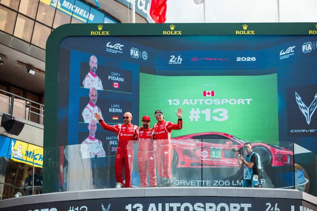 24 HEURES DU MANS 2026 - TUESDAY 13 FIDANI Orey (can), KERN Lars (ger), BELL Matthew (gbr), 13 Autosport, Corvette Z06 LMGT3.R 13, LM GT3, autograph session, during the 24 Hours of Le Mans 2026, 3rd round of the 2026 FIA World Endurance Championship, on June 9, 2026 on the Circuit des 24 Heures du Mans in Le Mans, France - Copyright: xAndreaxLorenzinax