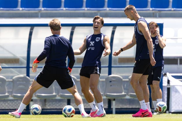 SOCCER - FIFA World Cup, WM, Weltmeisterschaft, Fussball 2026, preview SANTA BARBARA,CALIFORNIA,USA,09.JUN.26 - SOCCER - FIFA World Cup 2026, USA, Mexico, Canada, preview, OEFB, Oesterreichischer Fussball-Bund, training team AUT. Image shows Patrick Pentz, David Affengruber, Sasa Kalajdzic and Michael Svoboda (AUT). GEPAxpictures xArminxRauthner
