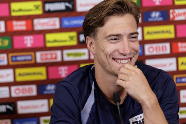 SOCCER - FIFA World Cup, WM, Weltmeisterschaft, Fussball 2026, preview SANTA BARBARA,CALIFORNIA,USA,09.JUN.26 - SOCCER - FIFA World Cup 2026, USA, Mexico, Canada, preview, OEFB, Oesterreichischer Fussball-Bund, press conference, PK, Pressekonferenz team AUT. Image shows David Affengruber (AUT). GEPAxpictures xArminxRauthner