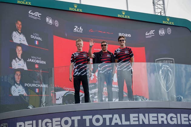 24 HEURES DU MANS 2026 - TUESDAY 94 DUVAL Loïc (fra), JAKOBSEN Malthe (dnk), POURCHAIRE Thà o (fra), Peugeot TotalEnergies, Peugeot 9X8 94, Hypercar, portrait during the 24 Hours of Le Mans 2026, 3rd round of the 2026 FIA World Endurance Championship, on June 9, 2026 on the Circuit des 24 Heures du Mans in Le Mans, France - Le MansFrance Copyright: xPauloxMariax