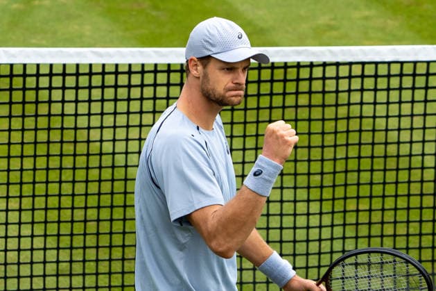 Yannick Hanfmann, Torjubel, Jubel, Freude, Emotionen, Geste, Mattia Bellucci vs. Yannick Hanfmann, Tennis, ATP, Tennis Herren Turnier, Boss-Open, Center-Court, Achtelfinale, 10.06.2026, Mattia Bellucci vs. Yannick Hanfmann, Tennis, ATP-Turnier, Boss-Open, Center-Court, Achtelfinale, 10.06.2026, Stuttgart