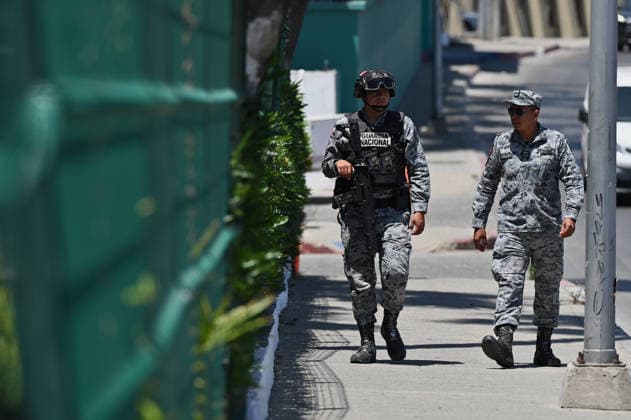 Iran National Football Team Tijuana Mexico FIFA World Cup, WM, Weltmeisterschaft, Fussball 2026 TIJUANA, MEXICO - JUNE 09: Mexican National Guard officers patrol outside the Marriott Tijuana Hotel on Tuesday, June 09, 2026 in Tijuana, Mexico, where Iran s national team, Nationalteam players are staying overnight while conducting their training sessions at the Caliente Football Stadium nearby before their game in Los Angeles, California for the FIFA 2026 World Cup football tournament. Carlos A. Moreno Anadolu Tijuana Mexico. Editorial use only. Please get in touch for any other usage. Copyright: x2026xAnadoluxCarlosxA.xMorenox