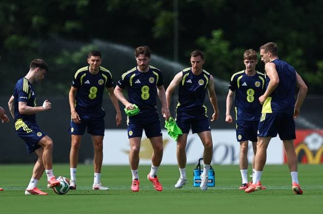 Kieran Tierney of Scotland and Anthony Ralston of Scotland Scotland Training Session and press conference, PK, Pressekonferenz 2026 FIFA World Cup, WM, Weltmeisterschaft, Fussball Football, Atrium Health Performance Park, Charlotte, USA - 10 Jun 2026Charlotte Atrium Health Performance Park United States of America EDITORIAL USE ONLY No use with unauthorised audio, video, data, fixture lists, club league logos or live services. Online in-match use limited to 120 images, no video emulation. No use in betting, games or single club league player publications. Copyright: xMichaelxZemanek Shutterstockx 16919987ar