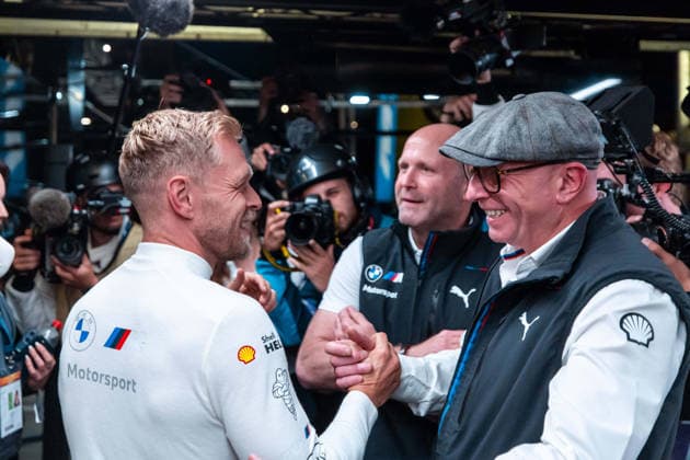 24 HEURES DU MANS 2026 - FREE PRACTICE AND QUALIFIYING SESSION MAGNUSSEN Kevin (dnk), BMW M Team WRT, BMW M Hybrid V8 15, Hypercar, portrait, pole position, celebration, during the Free Practice and Qualifying session of the 24 Hours of Le Mans 2026, 3rd round of the 2026 FIA World Endurance Championship, from June 10 to 11, 2026 on the Circuit des 24 Heures du Mans in Le Mans, France - Copyright: xAndreaxLorenzinax