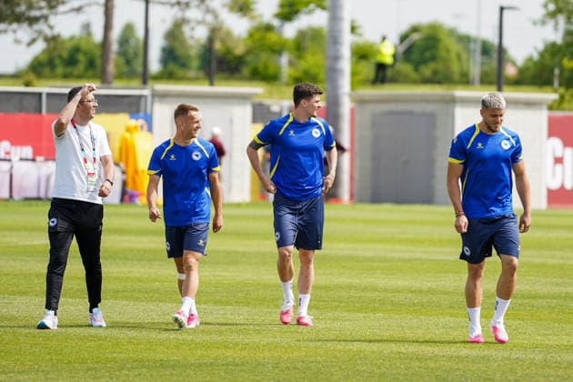 June 11, 2026, Toronto, Ciudad de Mexico, Canada: Amar MEMIC 15, Benjamin TAHIROVIC 06 and Ermedin DEMIROVIC 10 of Bosnia and Herzegovina national football team warms-up during the training day ahead the 2026 FIFA World Cup, WM, Weltmeisterschaft, Fussball Group B match against Canada at Centennial Park. on June 11, 2026 in Toronto, Canada. Bosnia And Herzegovina Training Day - 2026 FIFA World Cup - ZUMAe321 20260611_zsa_e321_040 Copyright: xLeonardoxRamirezx